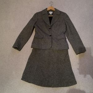 LOFT Silk Blend Herringbone Blazer and Skirt Set